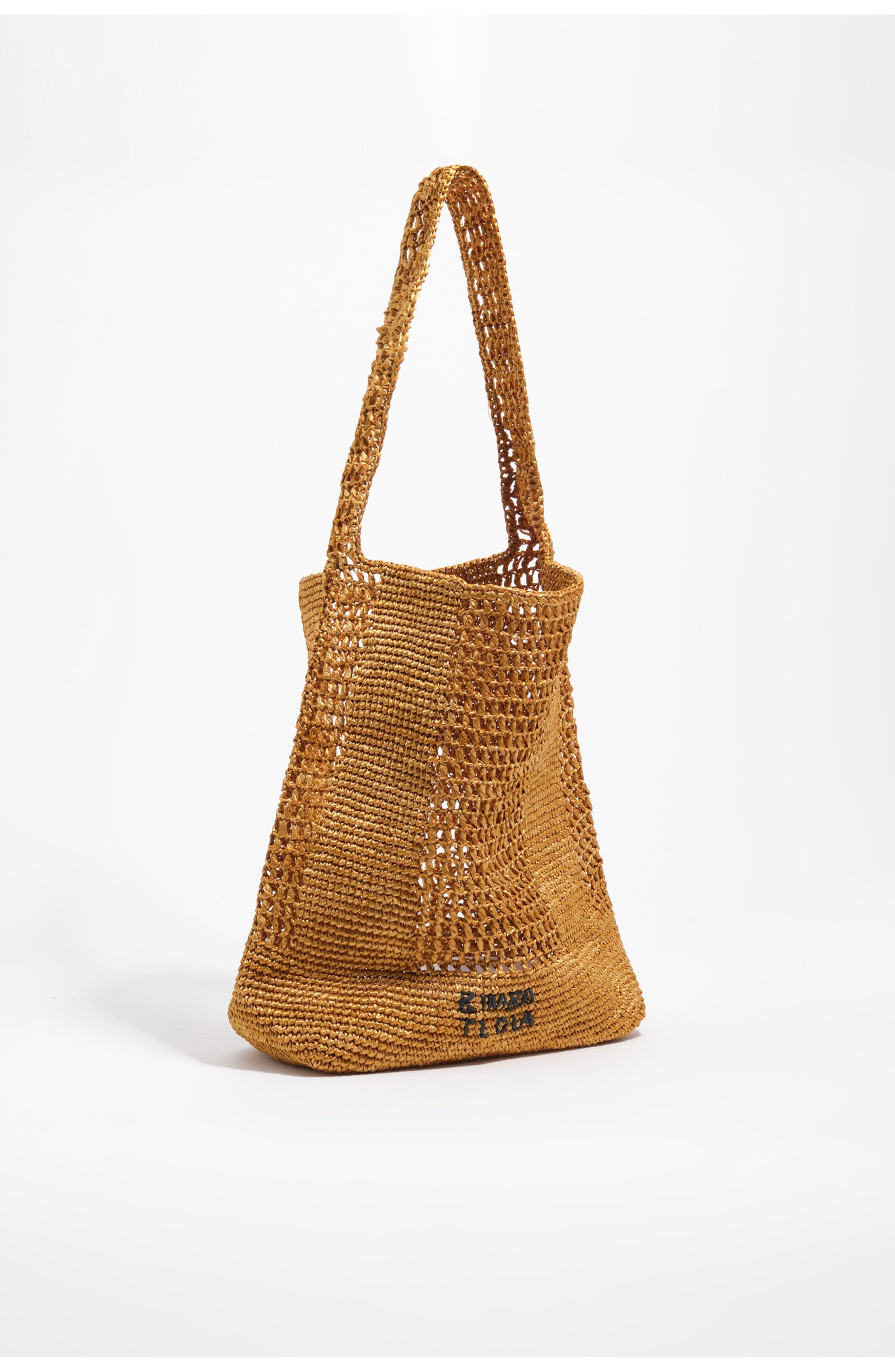 Bimba y Lola Raffia Shoulder bag, Main, color, Gold