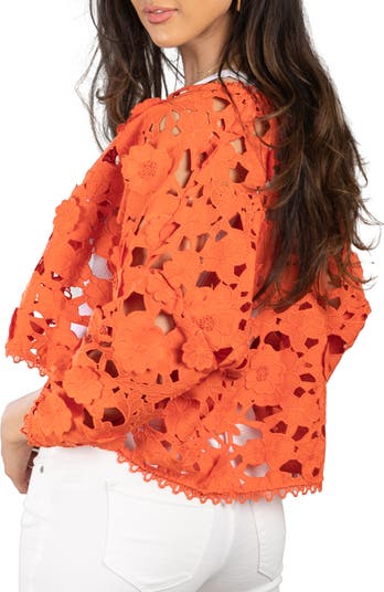 Floral Lace Cutout Bolero Cardigan