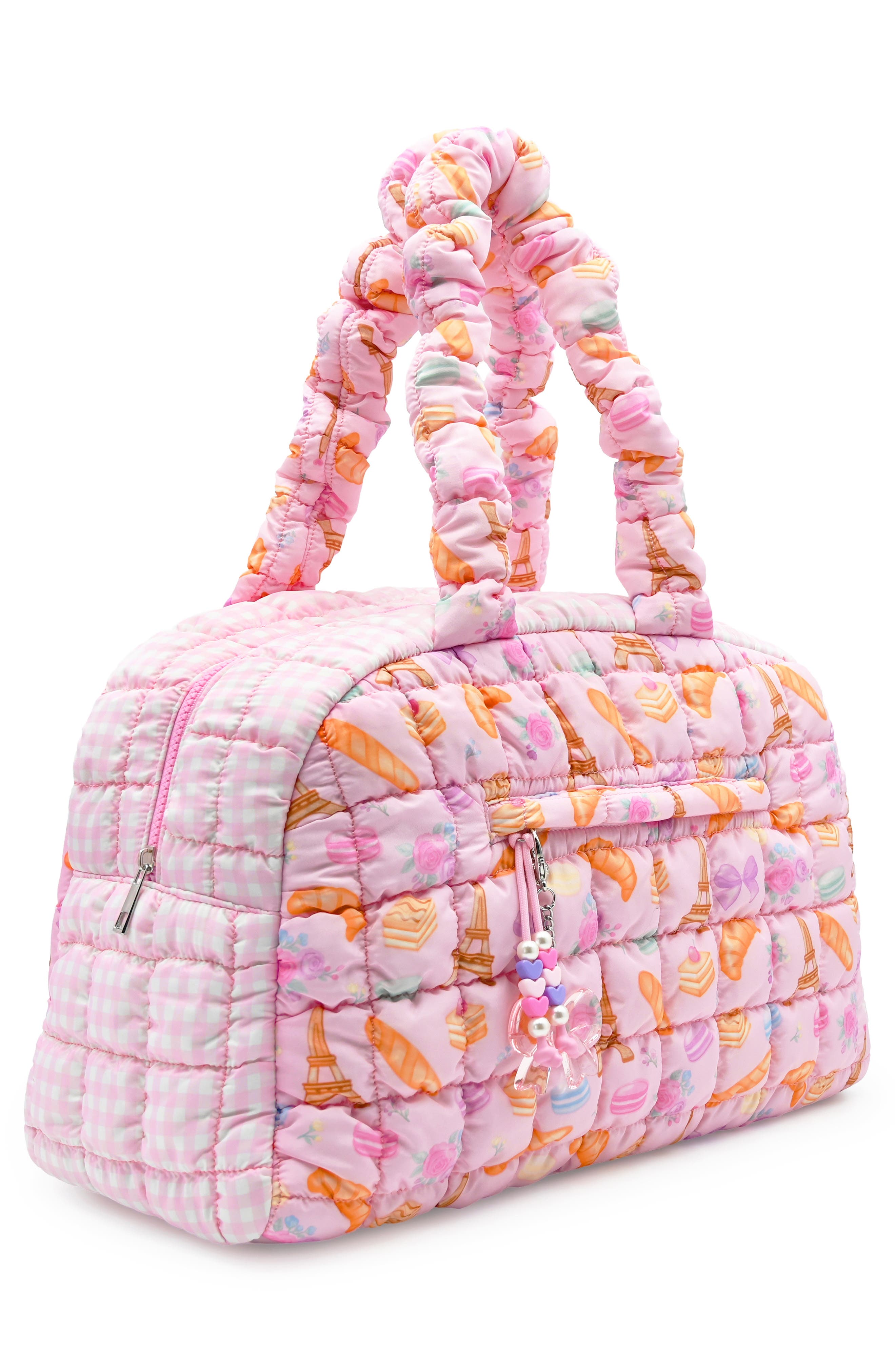 Kids' Paris Quilted Duffle Bag, Alternate, color, LOLLIPOP