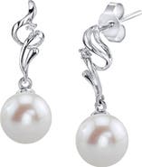The Pearl Source 14K Gold Freshwater Pearl & Diamond Aria Earrings