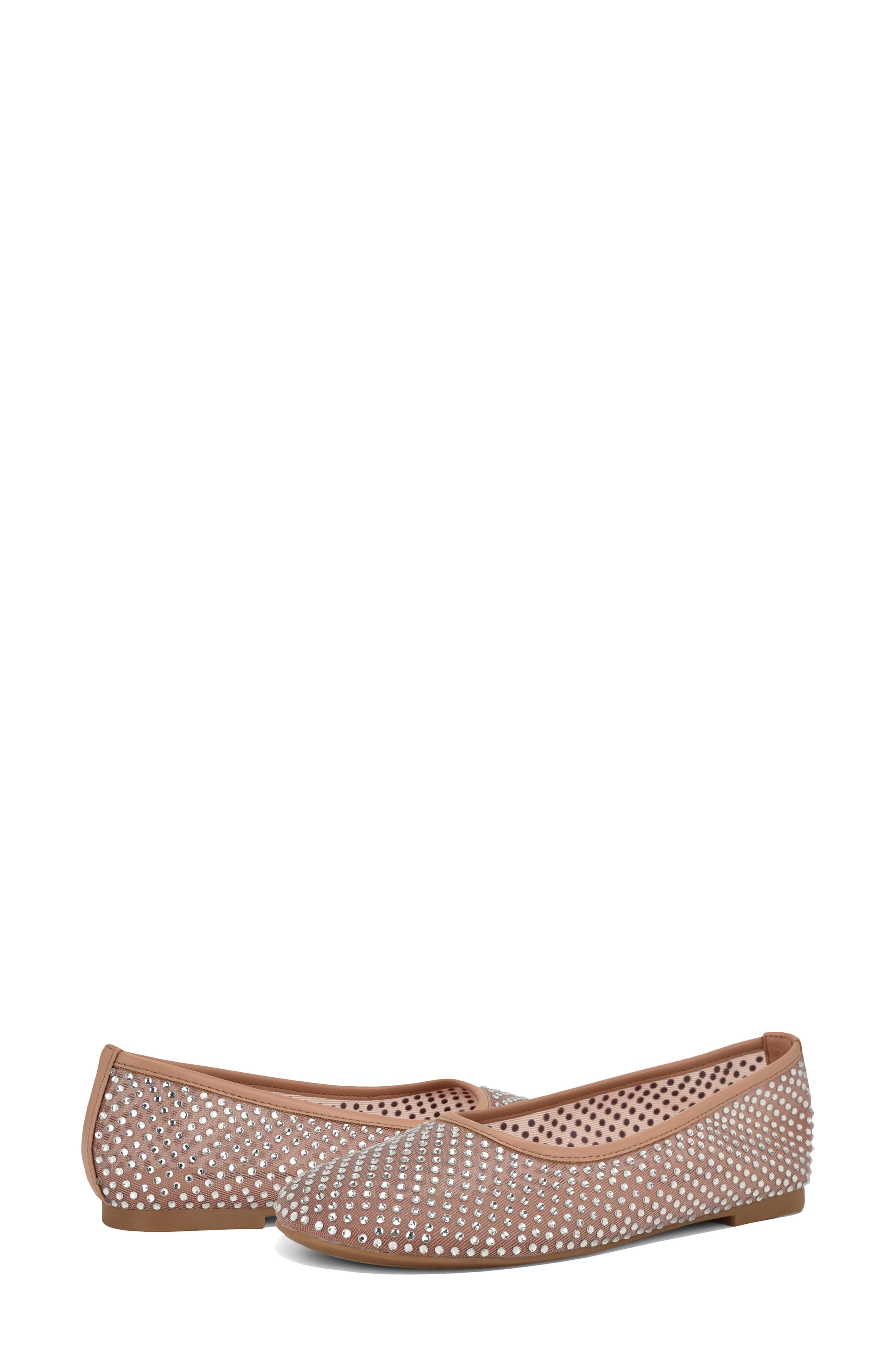 Burnne Studded Mesh Flat, Alternate, color, LIGHT NATURAL