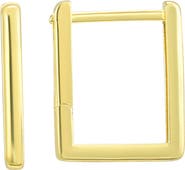 CANDELA JEWELRY 14K Gold Square Huggie Hoop Earrings