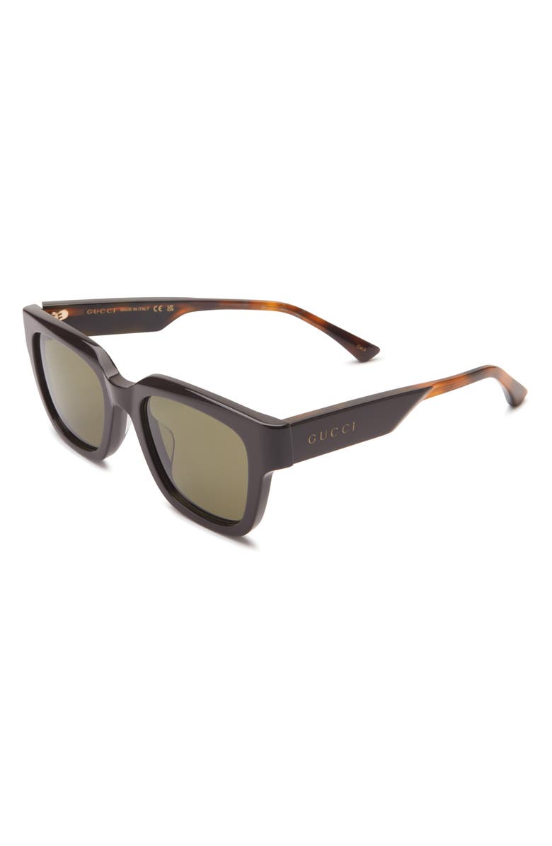 Gucci 52mm Square Sunglasses, Alternate, color, Brown Havana Green