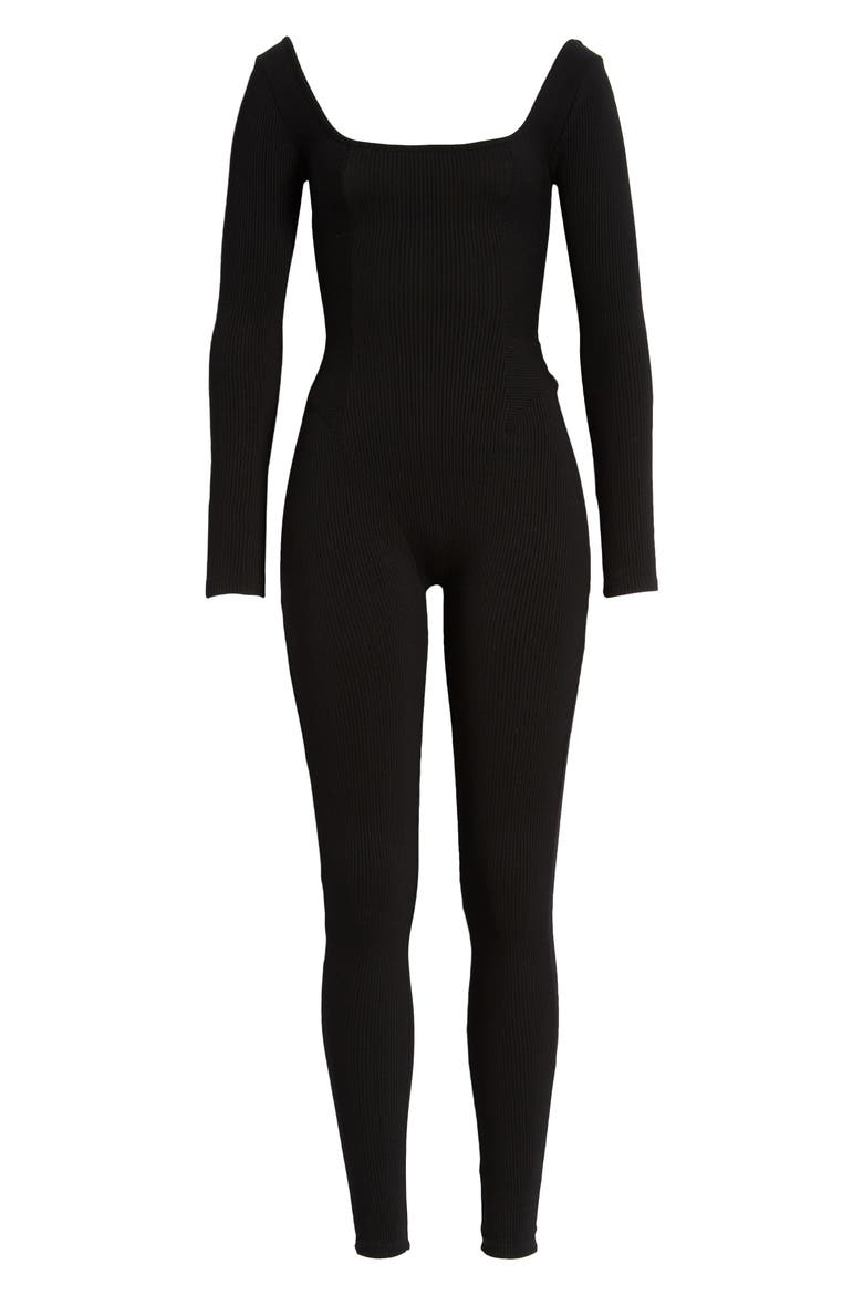 The Snatched Vibes Long Sleeve Jumpsuit, Alternate, color, BLACK