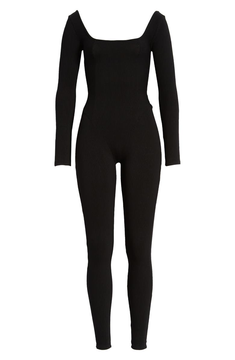 Naked Wardrobe The Snatched Vibes Long Sleeve Jumpsuit, Alternate, color, 