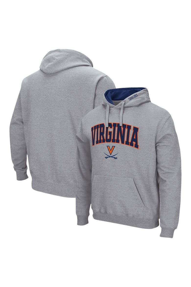 Men's Colosseum Heather Gray Virginia Cavaliers Arch & Logo 3.0 Pullover Hoodie, Main, color, Heather Gray
