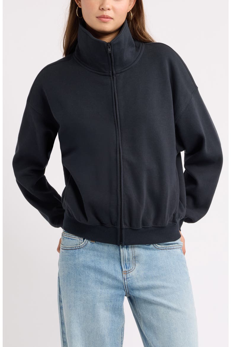 Everyday Fleece Funnel Neck Zip Sweatshirt, Main, color, BLACK JET