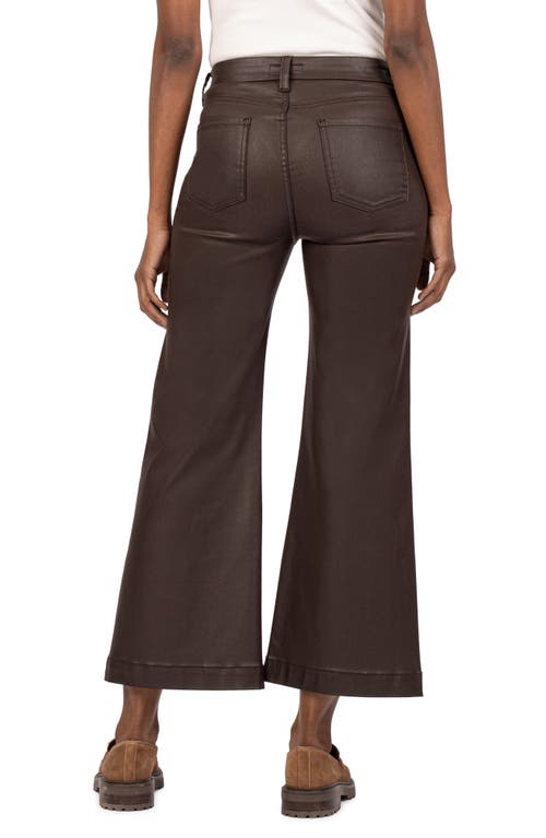 Kut From The Kloth Meg Coated High Waist Wide Leg Jeans In Brown