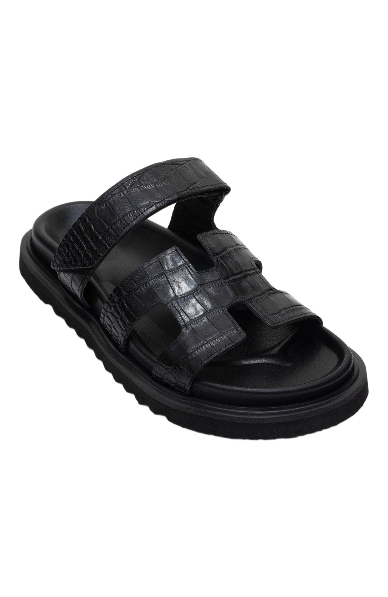 Forever & Always Shoes Loana Leather Slide Sandal, Alternate, color, Black Leather