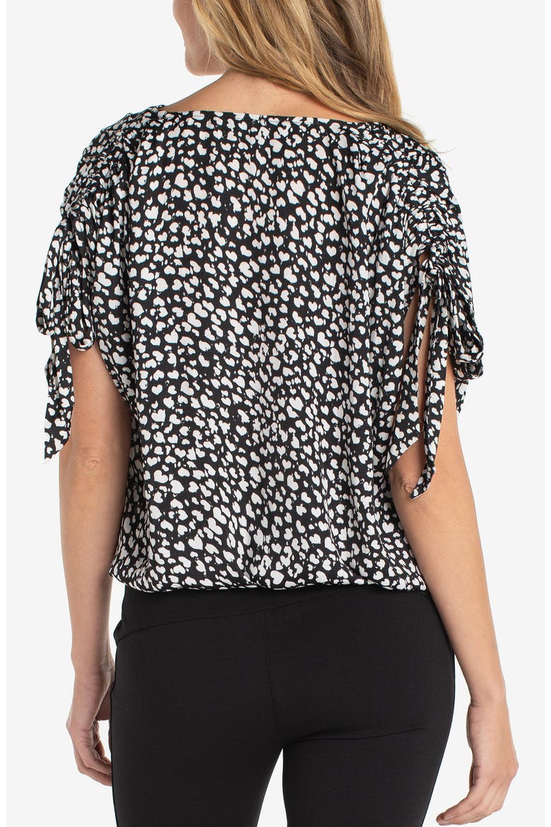 Print Tie Sleeve Top, Alternate, color, BLACK/ CREAM HEARTS