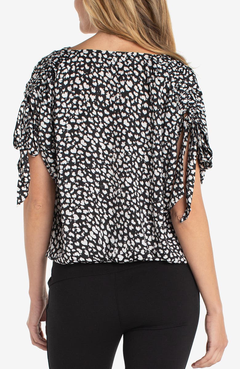 Liverpool Los Angeles Print Tie Sleeve Top, Alternate, color, Black/ Cream Hearts