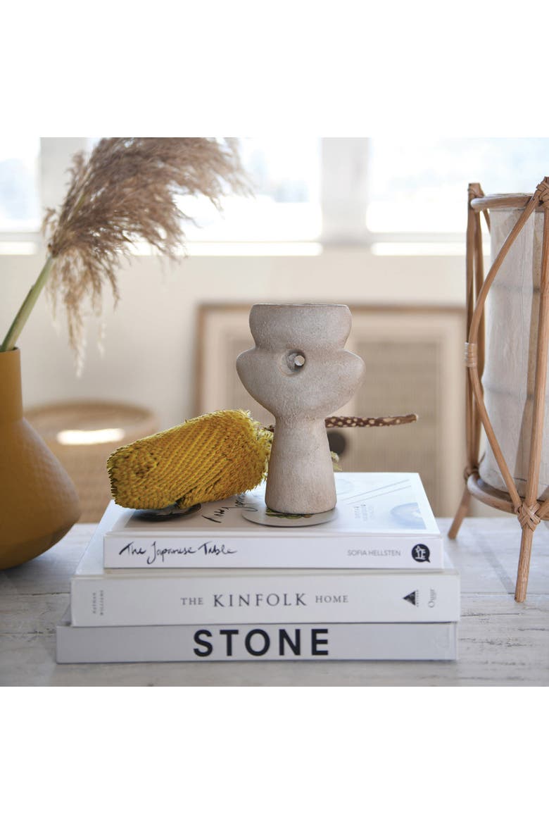 Terra-cotta Sculptural Vase, Natural Sand Finish, Alternate, color, Grey