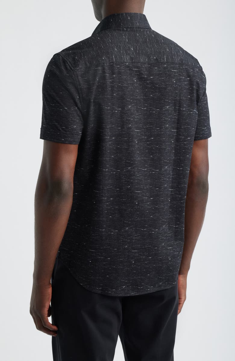 Bugatchi Miles OoohCotton<sup>®</sup> Slub Short Sleeve Button-Up Shirt, Alternate, color, Black