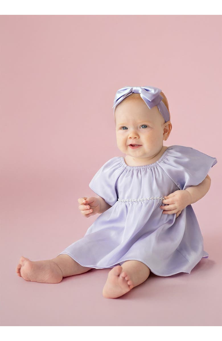 Isobella & Chloe Diamond Dazzle Puff Sleeve Purple Dress, Alternate, color, Purple