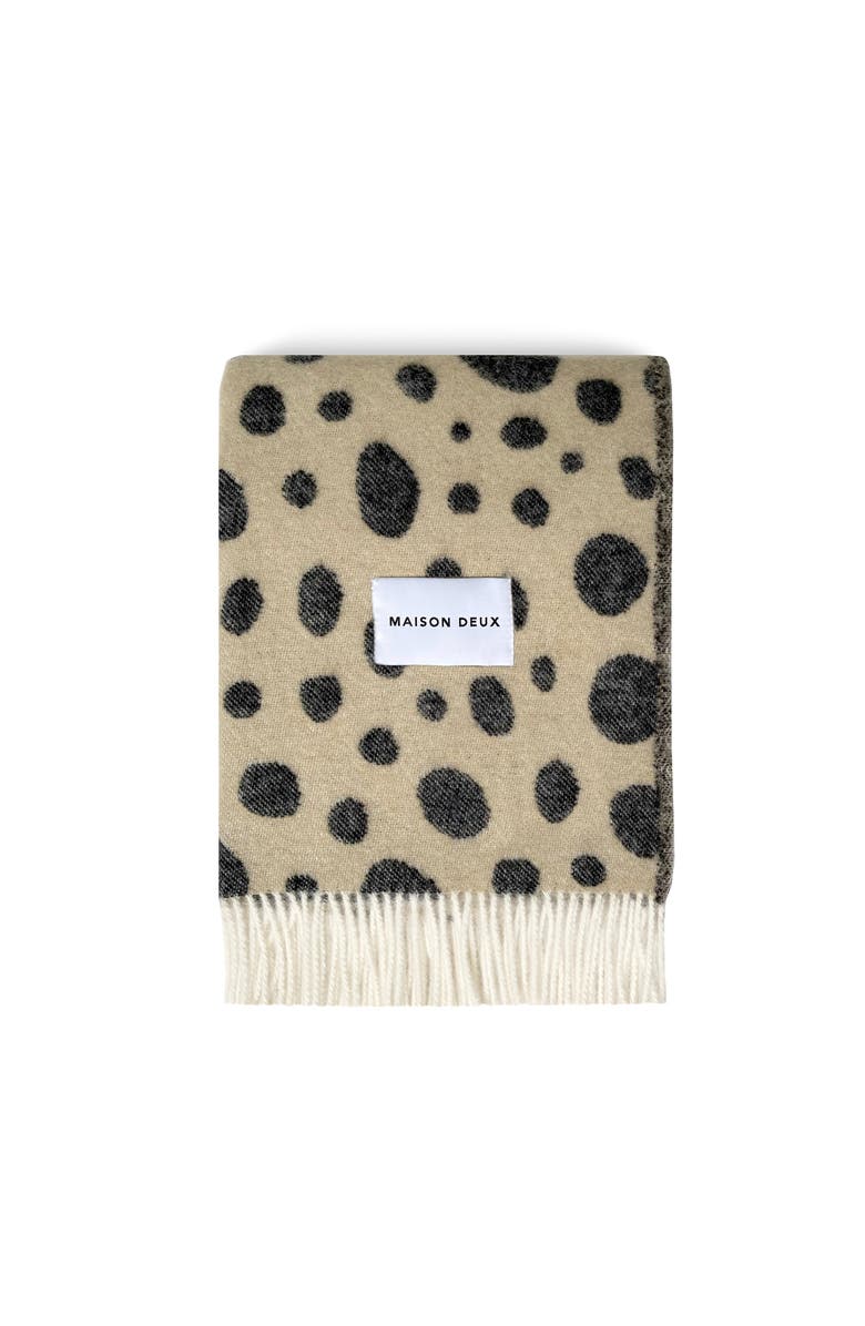 Maison Deux Cheetah Blanket, Main, color, Beige Overflow