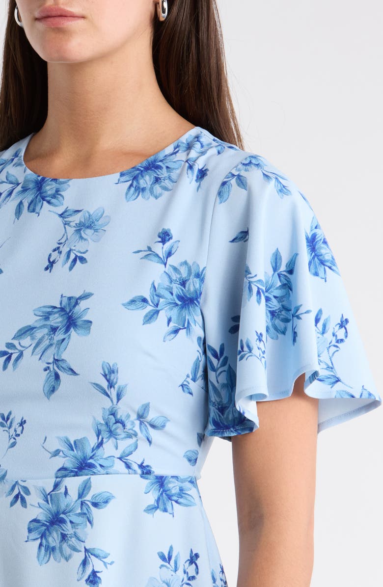 SUGARLIPS Floral Print Ruffle Hem Dress, Alternate, color, Blue