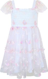 Zunie Kids' Smocked Bodice Dimensional Appliqué Party Dress