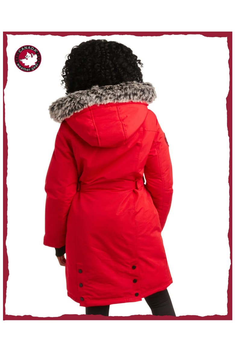 Women's Long Winter Jacket, Alternate, color, Red