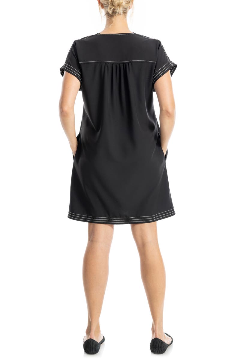 MAX STUDIO V-Neck Contrast Stitch Dress, Alternate, color, Black
