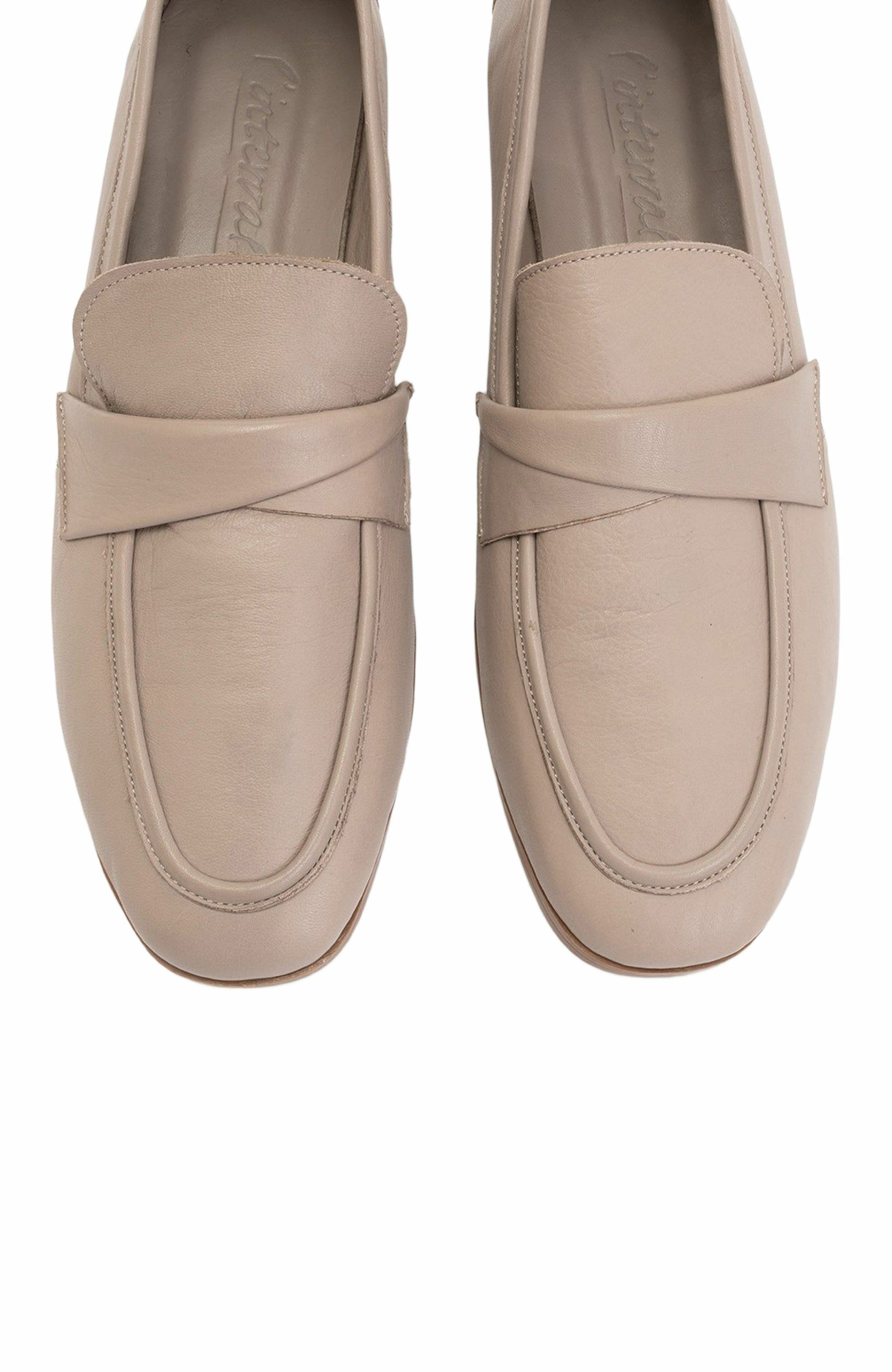 Forever & Always Shoes Splice Leather Flat Loafers, Alternate, color, Bone Color Leather