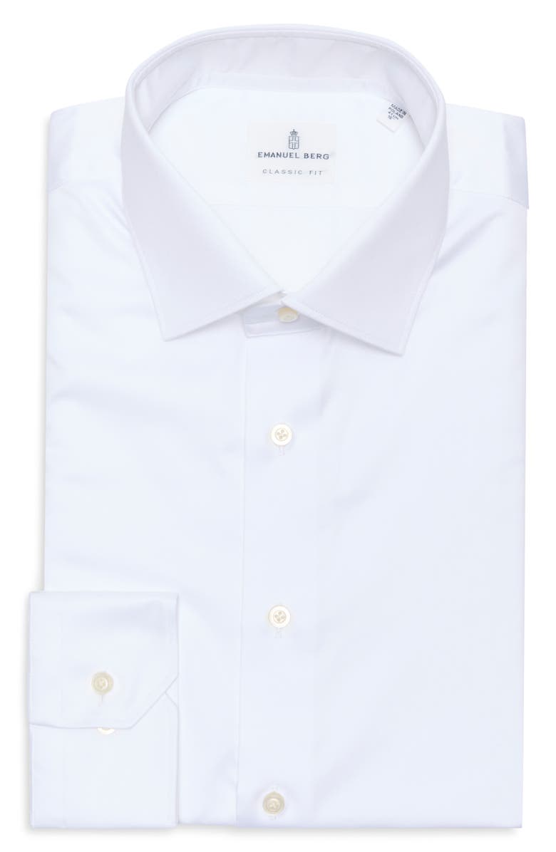 Emanuel Berg Traveller Modern Fit Dress Shirt, Main, color, White