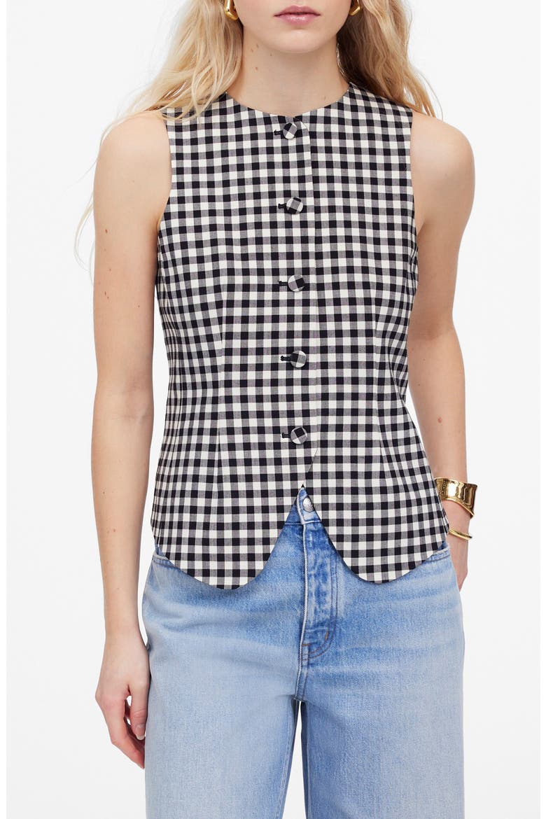 Single Breasted Scoop Neck Vest, Main, color, TRUE BLACK