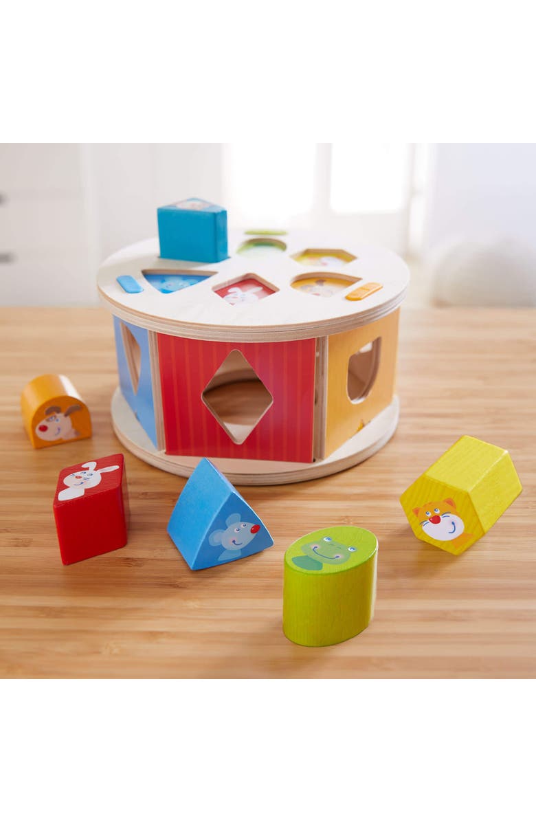 HABA Favorite Animals Wooden Shape Sorting Puzzle Box with 5 Colorful Shapes - Ages 12 Months +, Alternate, color, Multi