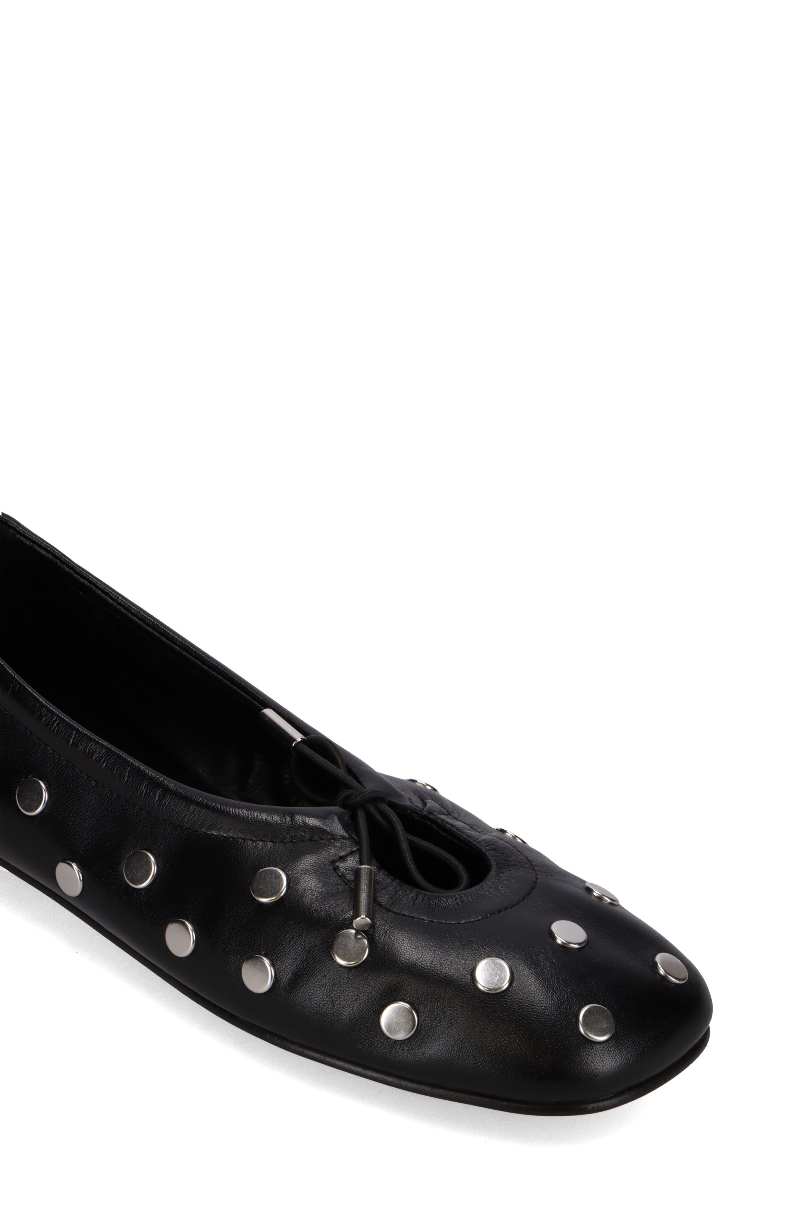 Rosalind Studded Leather Flat, Alternate, color, ALL STUDS BLACK