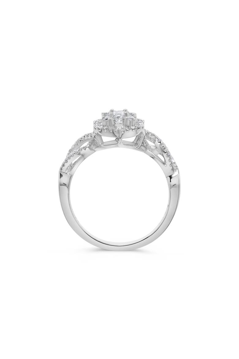 Floral Baguette Diamond Cluster Ring in 14K White Gold, Alternate, color, 14K White Gold