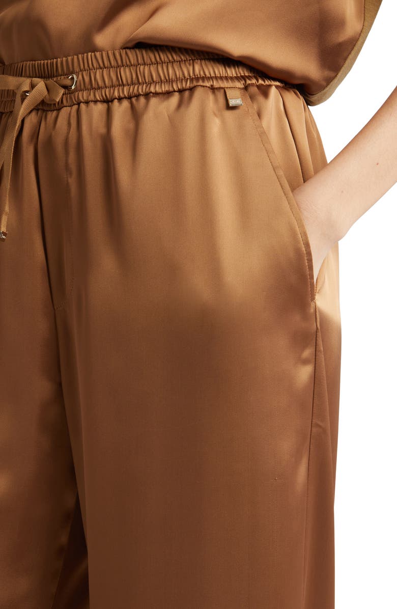 Herno Raso Satin Flare Leg Pants, Alternate, color, Camel
