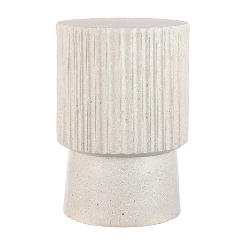 Louisa 19" Modern Art Deco Tambour Indoor/Outdoor Accent Table