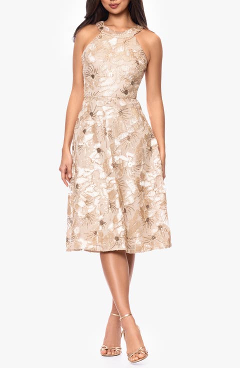 Sequin Soutache Lace Sleeveless Cocktail Dress