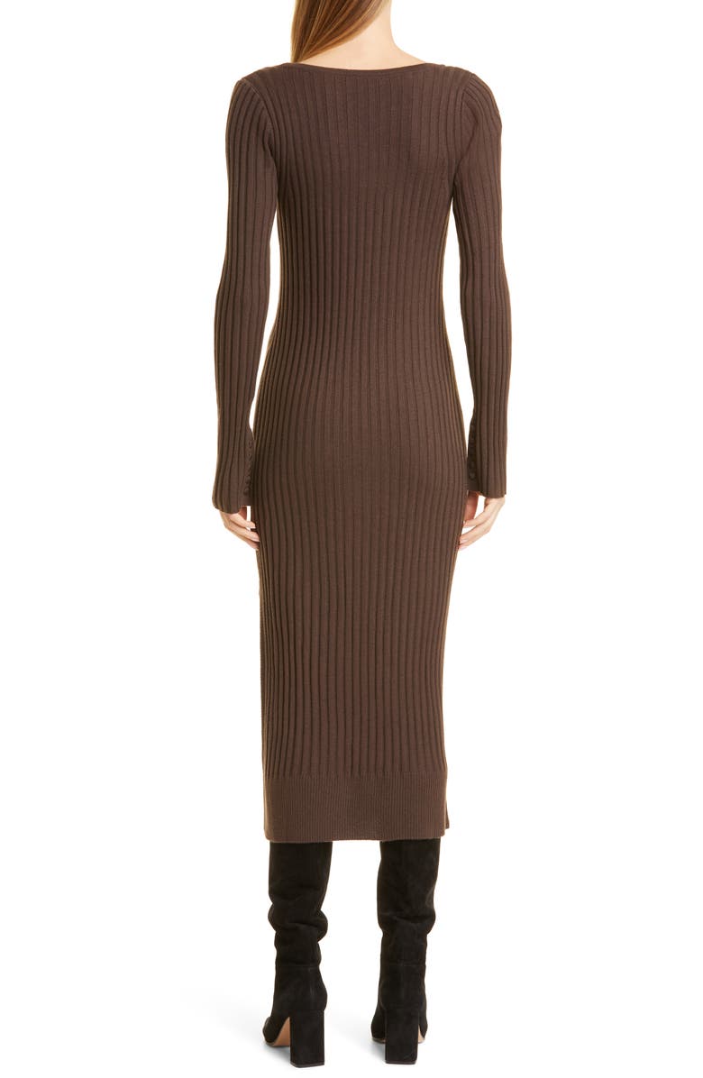 PAIGE Benita Long Sleeve Wool Blend Rib Sweater Dress, Alternate, color, Brown Taupe
