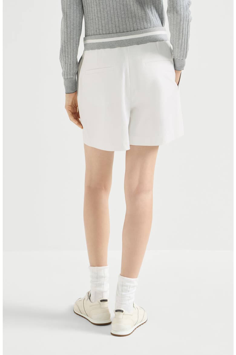 Stretch cotton lightweight French terry active shorts with logo, Alternate, color, White