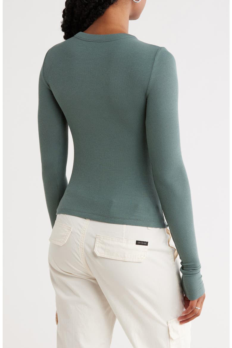 Long Sleeve Rib Knit T-Shirt, Alternate, color, GREEN BALSAM