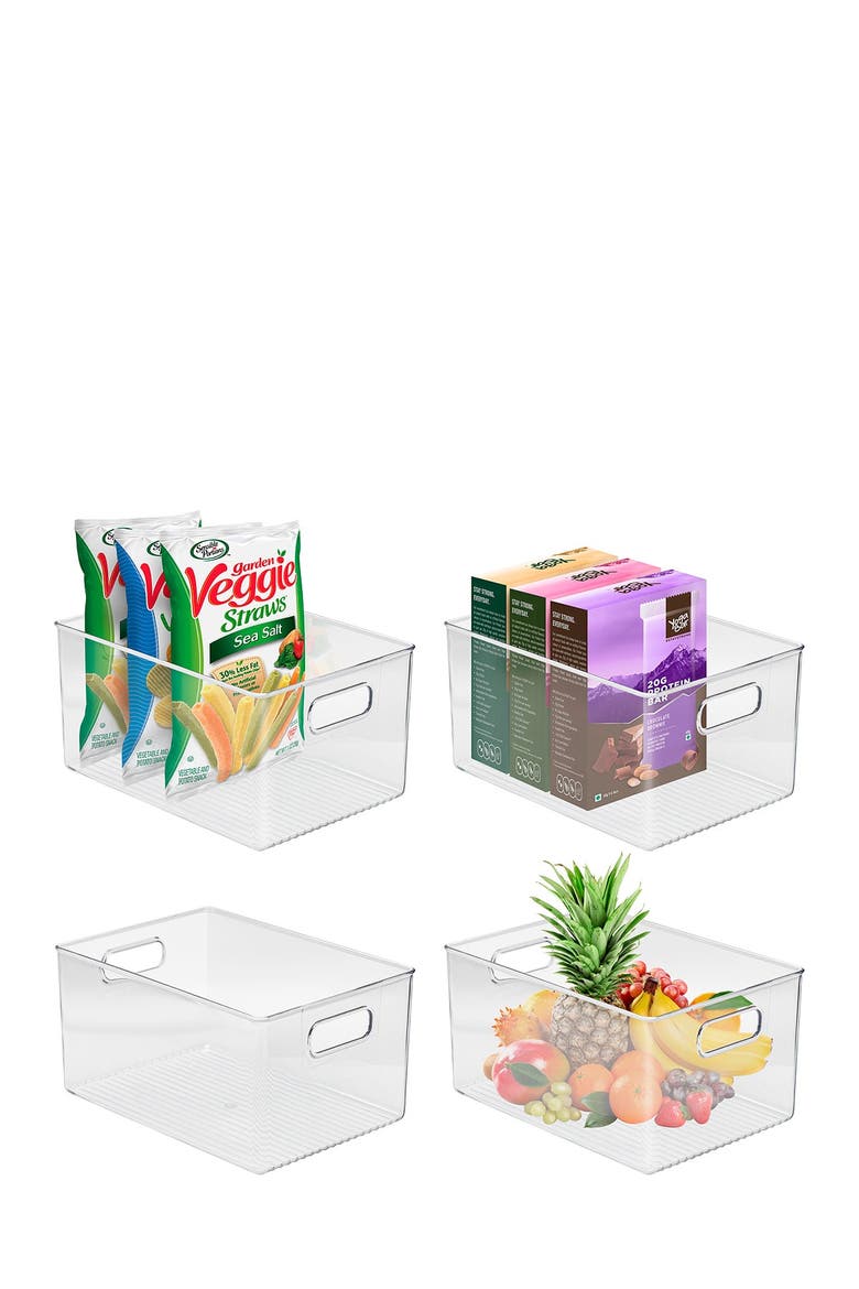 Large Clear Storage Bins - Pack of 4, Main, color, CLEAR