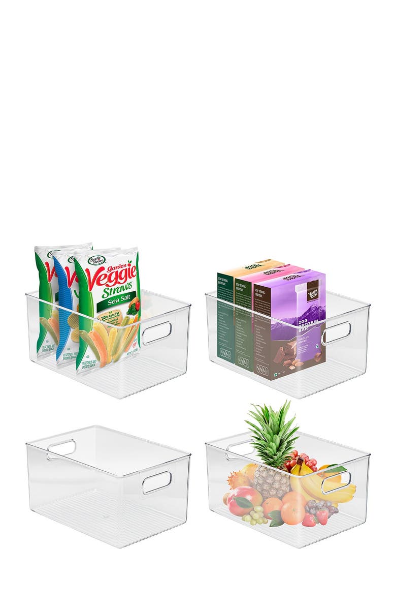 SORBUS Large Clear Storage Bins - Pack of 4, Main, color, Clear