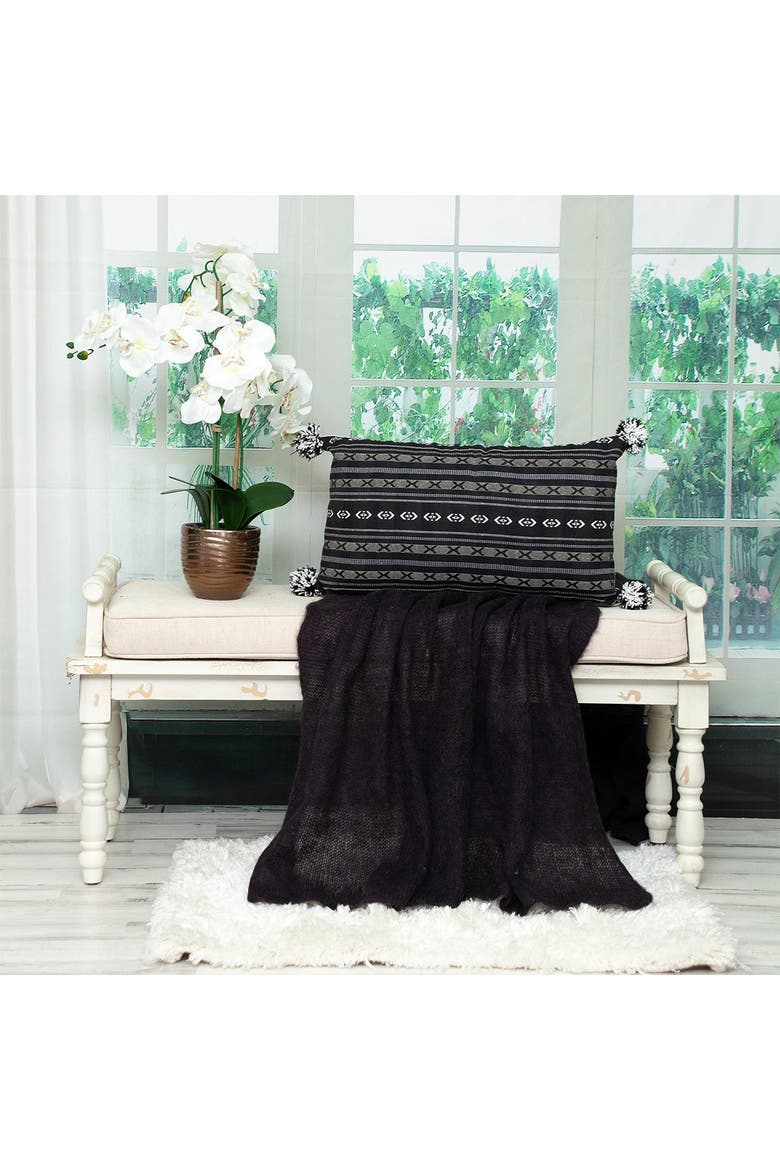 Raven Transitional Black Throw Pillow, Alternate, color, BLACK