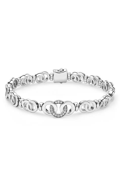 Signature Caviar Interlocking Diamond Taper Link Bracelet