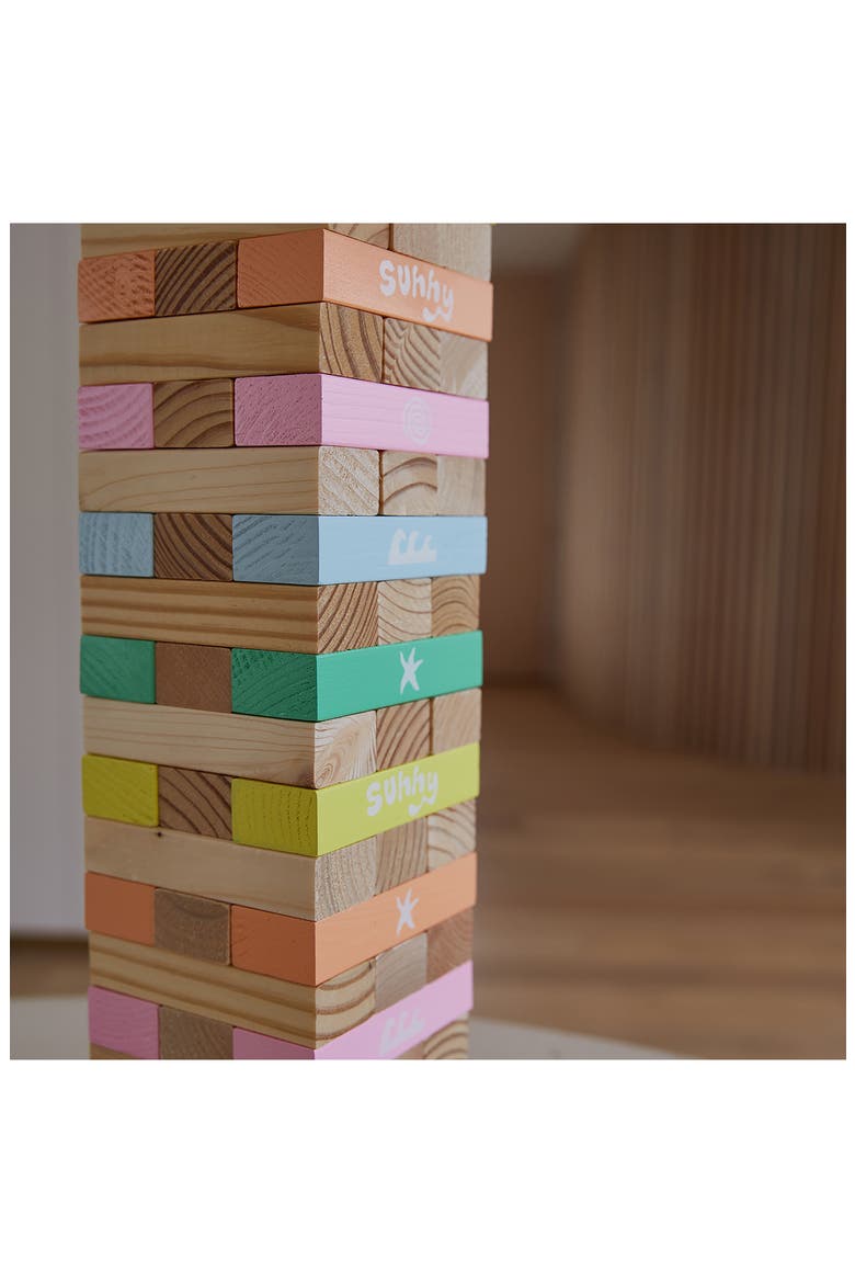 Poolside Giant Wood Jumbling Tower, Alternate, color, PASTEL GELATO