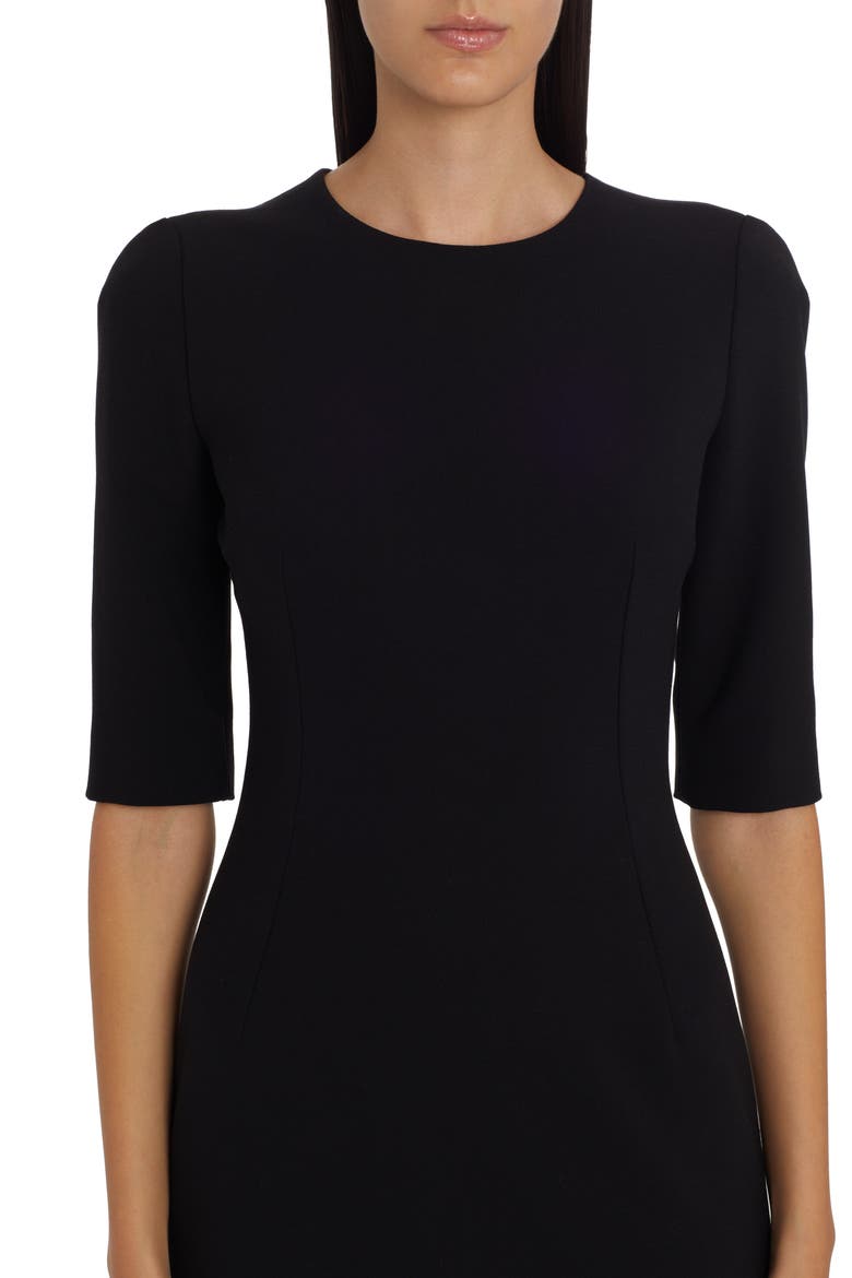 Stretch Wool Midi Dress, Alternate, color, BLACK