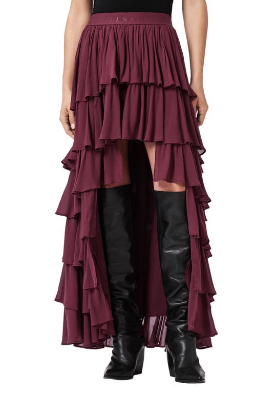 Allsaints Cavarly Layered Ruffle High-low Maxi Skirt