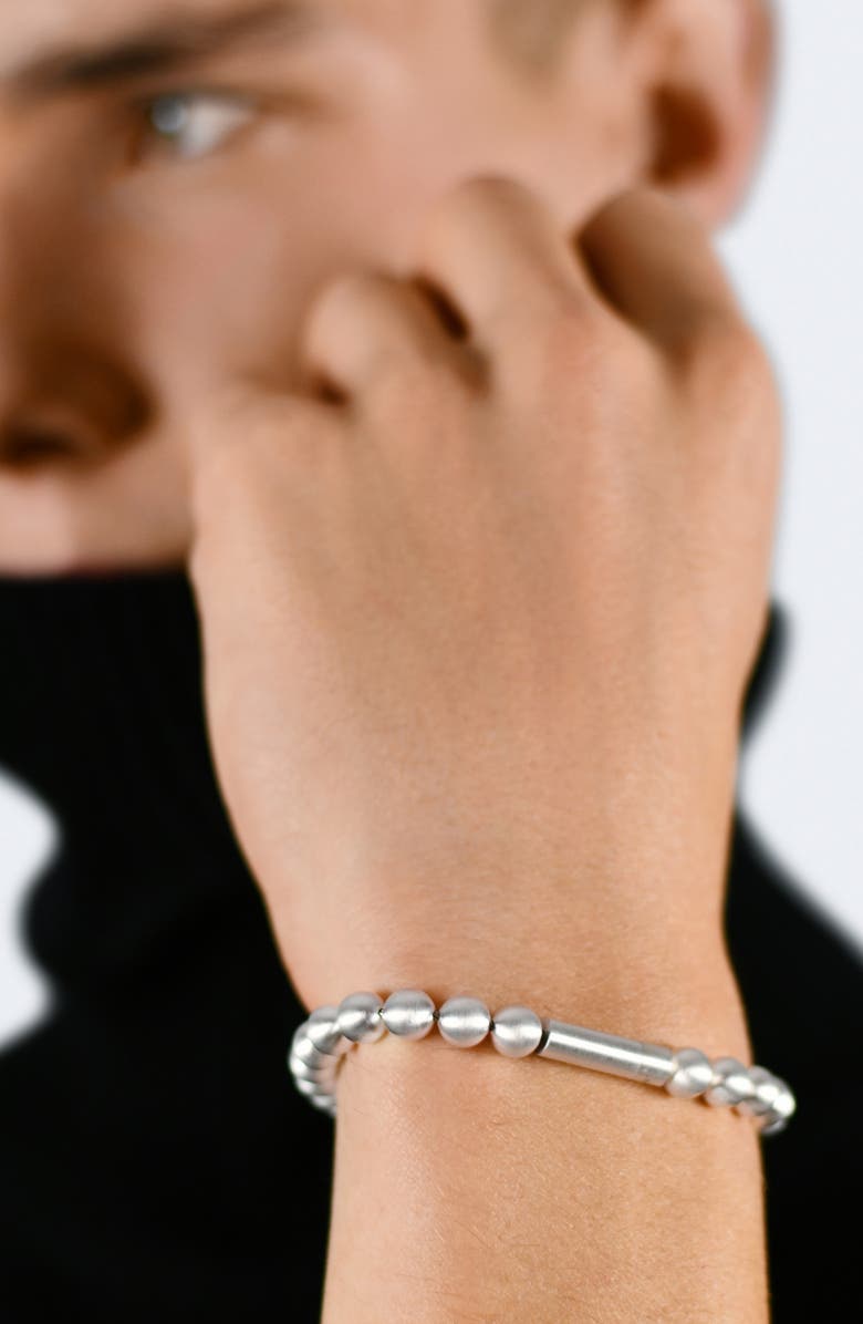 le gramme Men's 47G Brushed Sterling Silver Beaded Bracelet, Alternate, color,