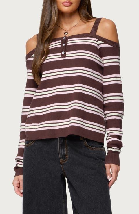 Shyla Stripe Off the Shoulder Sweater