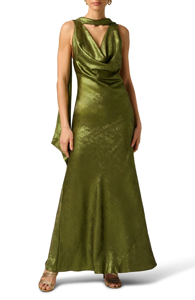 Adrianna Papell Drape Foil Chiffon Sleeveless Gown, Main, color, 