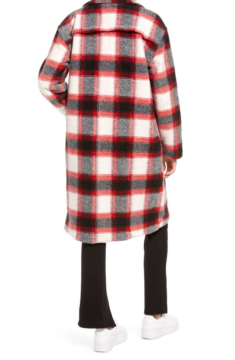 KENDALL + KYLIE Plaid Drop Shoulder Peacoat, Alternate, color, 