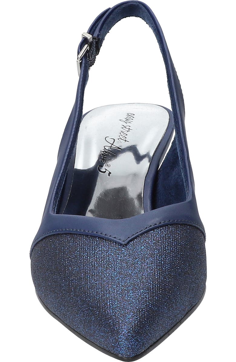 EASY STREET Vivid Kitten Heel Slingback Pump, Alternate, color, Navy Satin-Glitter