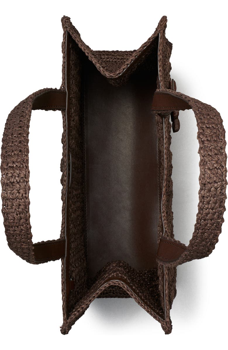 Tory Burch Ella Hand Crochet Straw Bag, Alternate, color, Dark Cocoa