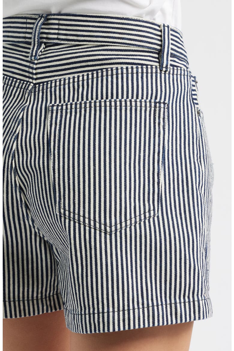 The Everyday High Waist Denim Shorts, Alternate, color, NAVY STRIPE