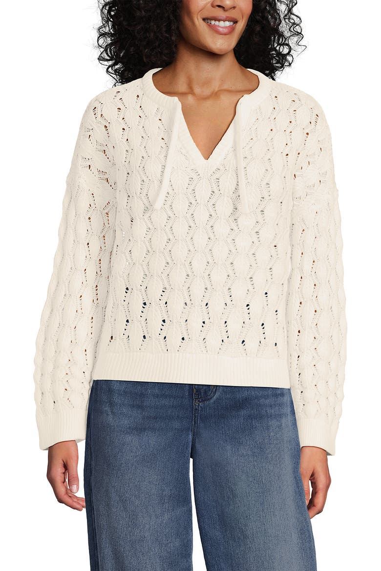 Drifter Tie Notch Neck Sweater, Main, color, Fresh Ivory